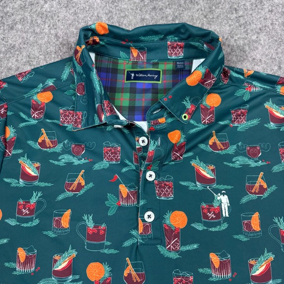 William Murray Golf Other - William Murray Polo Shirt Medium Green Holiday Cocktail Golf Print